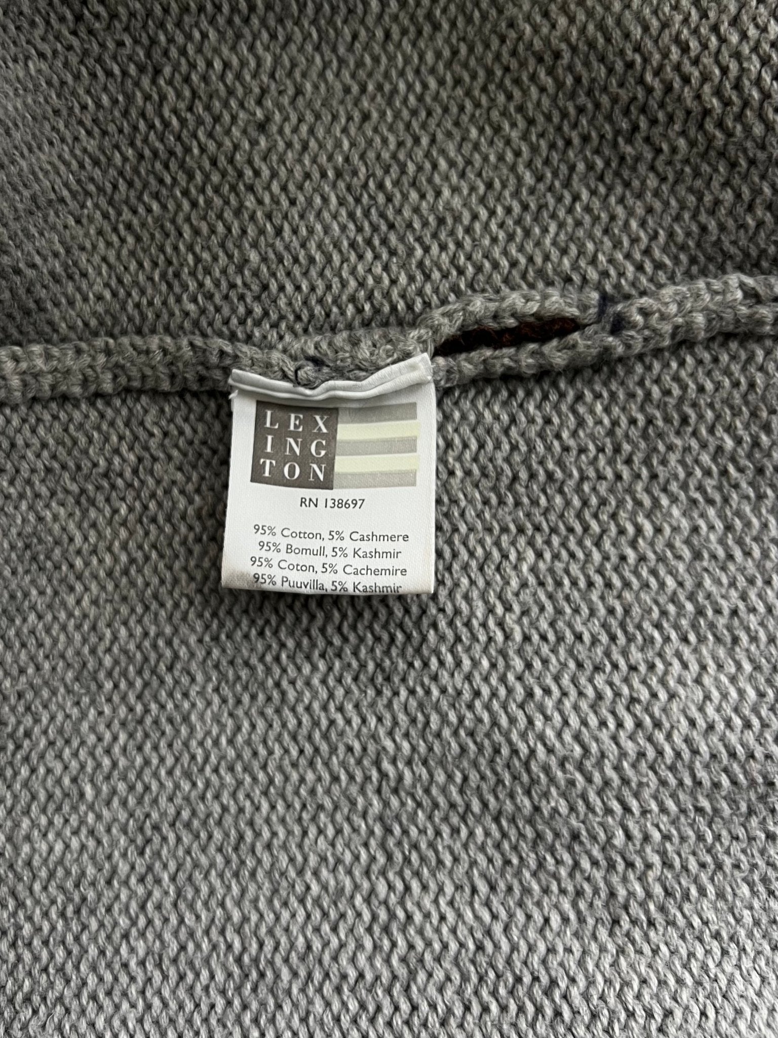 Preloved Lexington puuvilla-kashmir neuletakki, harmaa, S Siloa Secondhand – huollettu ja kuntotarkastettu