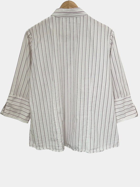 Preloved Lindex puuvillapusero, valkoinen/raidallinen, XL Siloa Secondhand – huollettu ja kuntotarkastettu