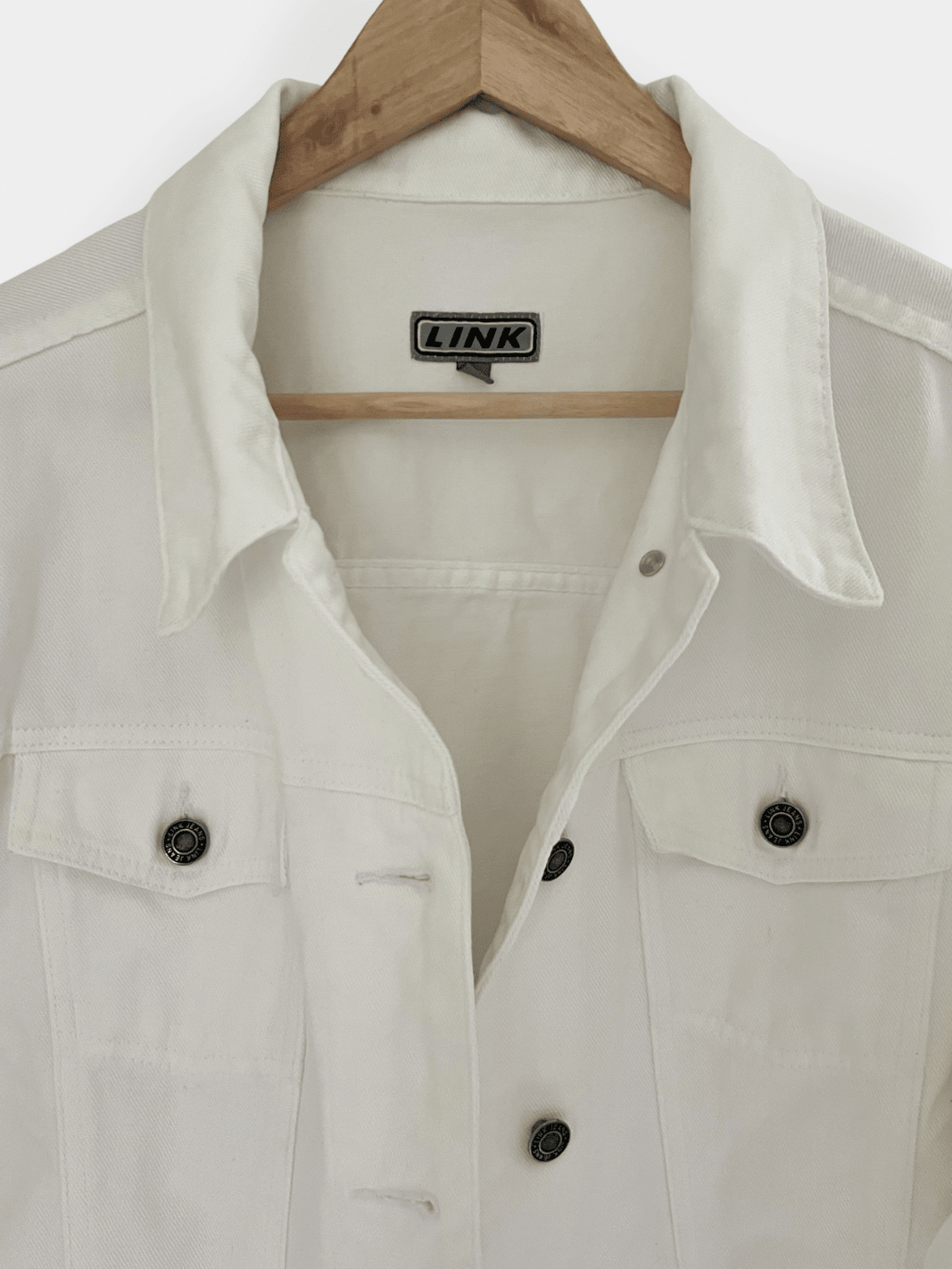 Preloved LINK puuvilla farkkutakki, valkoinen, XL Siloa Secondhand – huollettu ja kuntotarkastettu