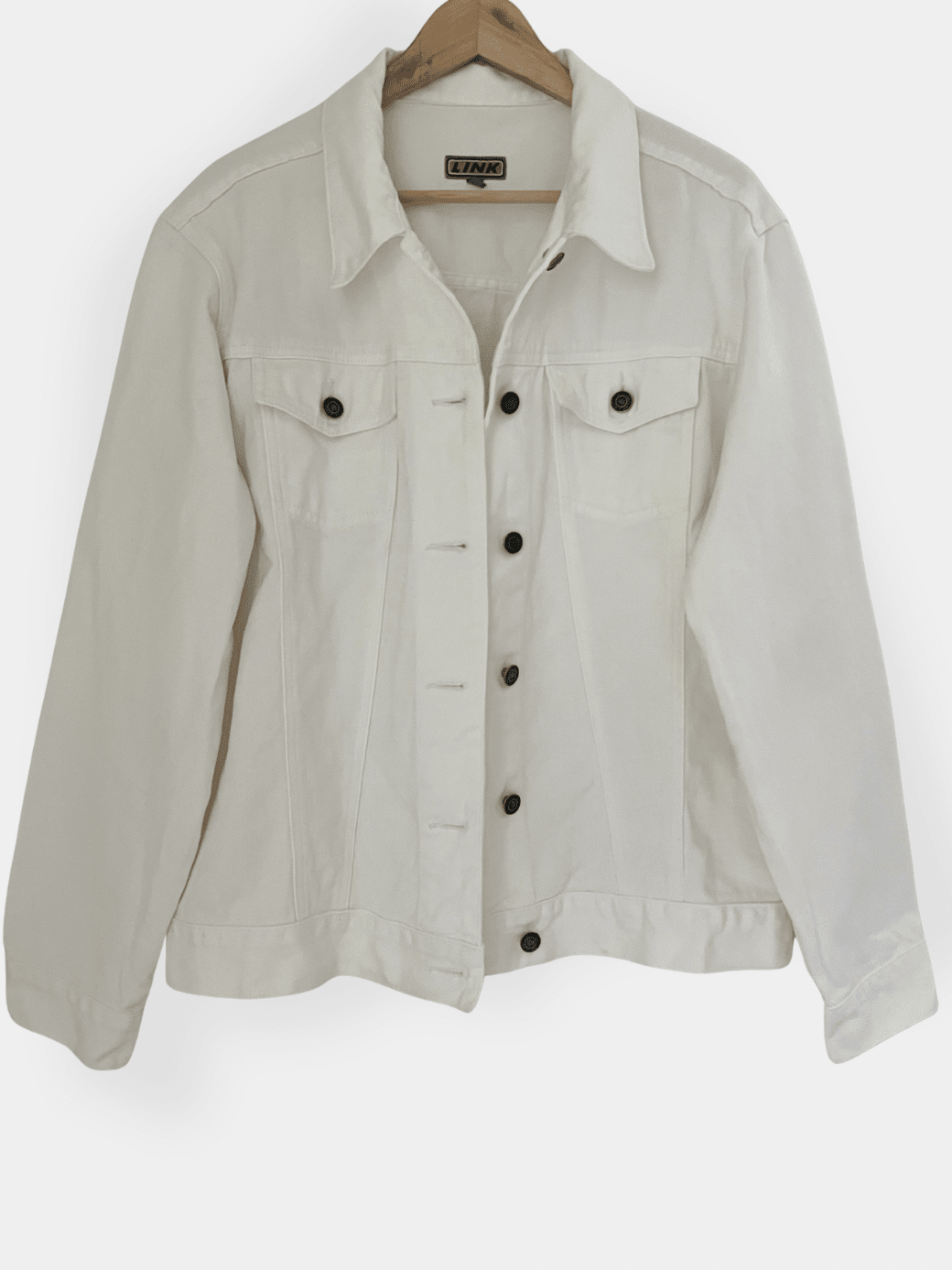 Preloved LINK puuvilla farkkutakki, valkoinen, XL Siloa Secondhand – huollettu ja kuntotarkastettu