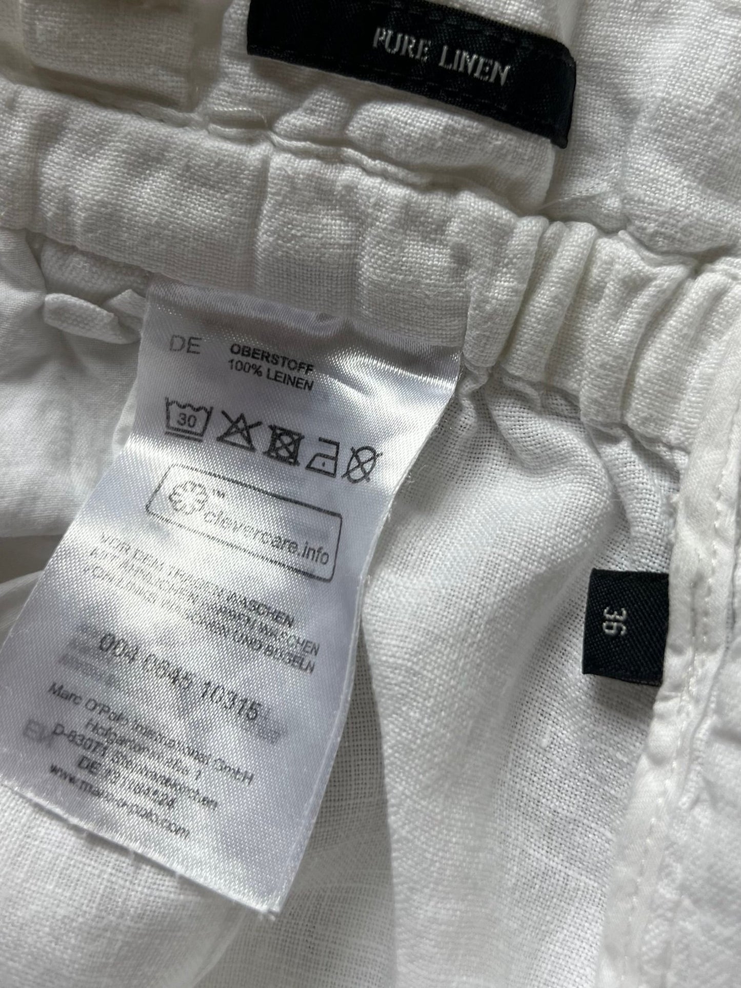 Preloved Marc O´Polo, 100 % pellava housut, valkoinen, koko 36 Siloa Secondhand – huollettu ja kuntotarkastettu