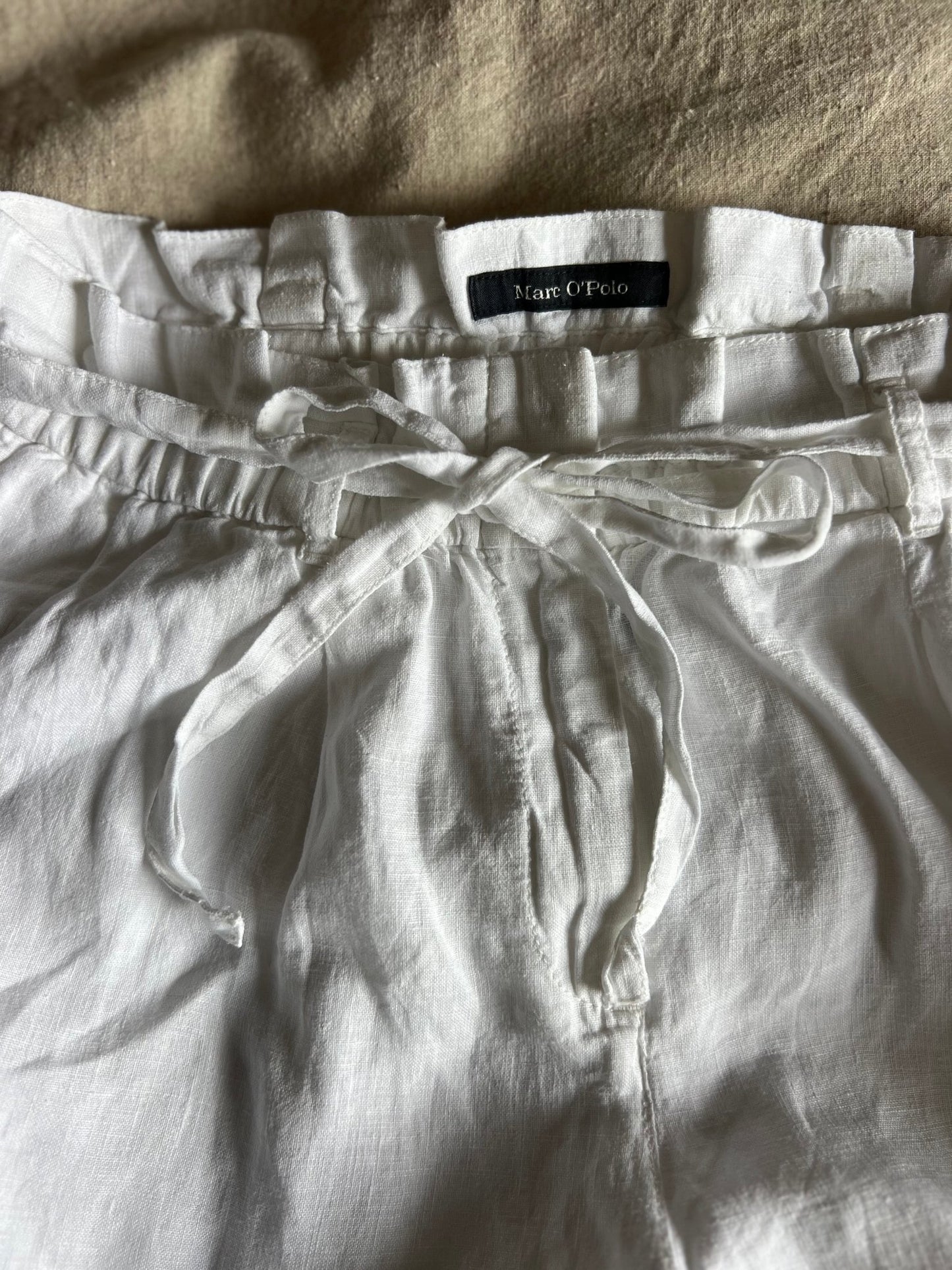 Preloved Marc O´Polo, 100 % pellava housut, valkoinen, koko 36 Siloa Secondhand – huollettu ja kuntotarkastettu