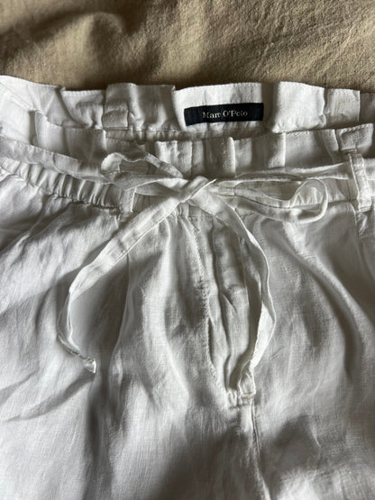 Preloved Marc O´Polo, 100 % pellava housut, valkoinen, koko 36 Siloa Secondhand – huollettu ja kuntotarkastettu