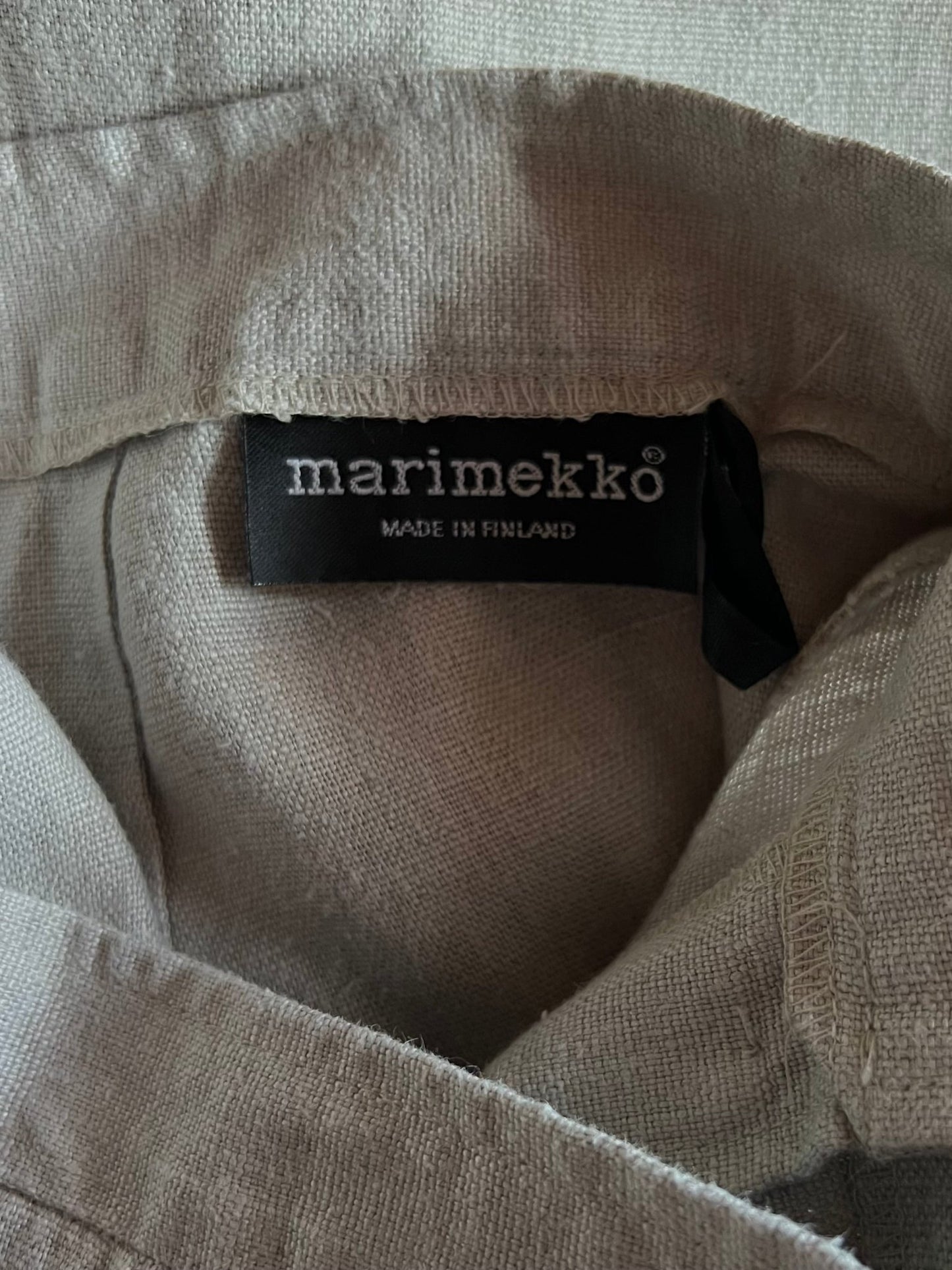 Preloved Marimekko hame 100 % pellavaa, vaaleanharmaa, L Siloa Secondhand – huollettu ja kuntotarkastettu