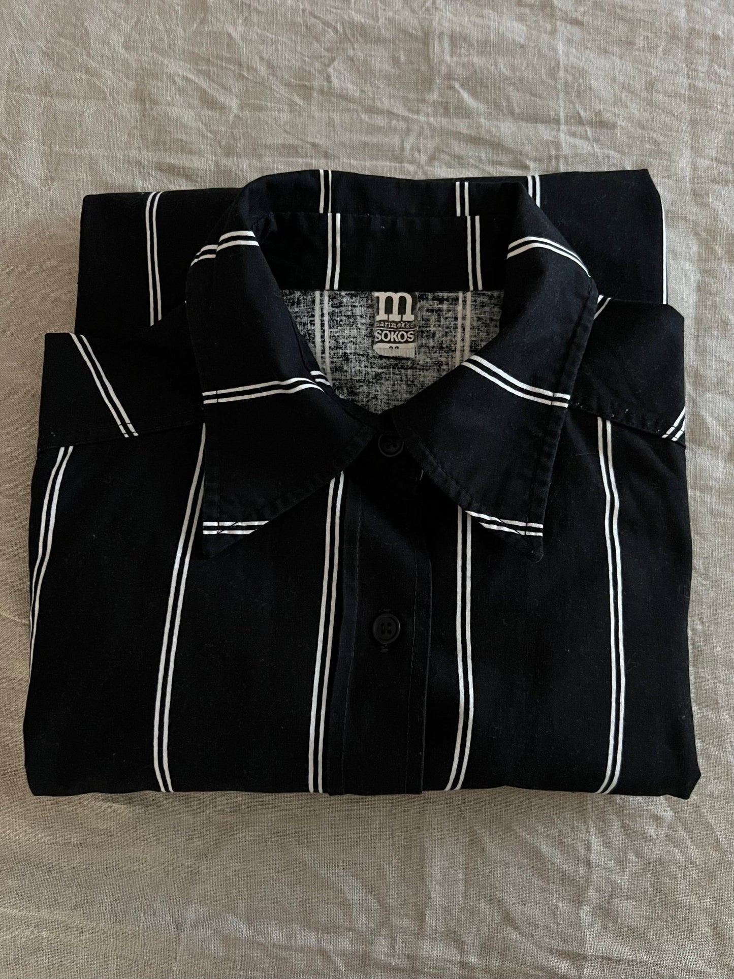 Preloved Marimekko Jokapoika - puuvillapaita, musta/valkoinen, koko 38 Siloa Secondhand – huollettu ja kuntotarkastettu