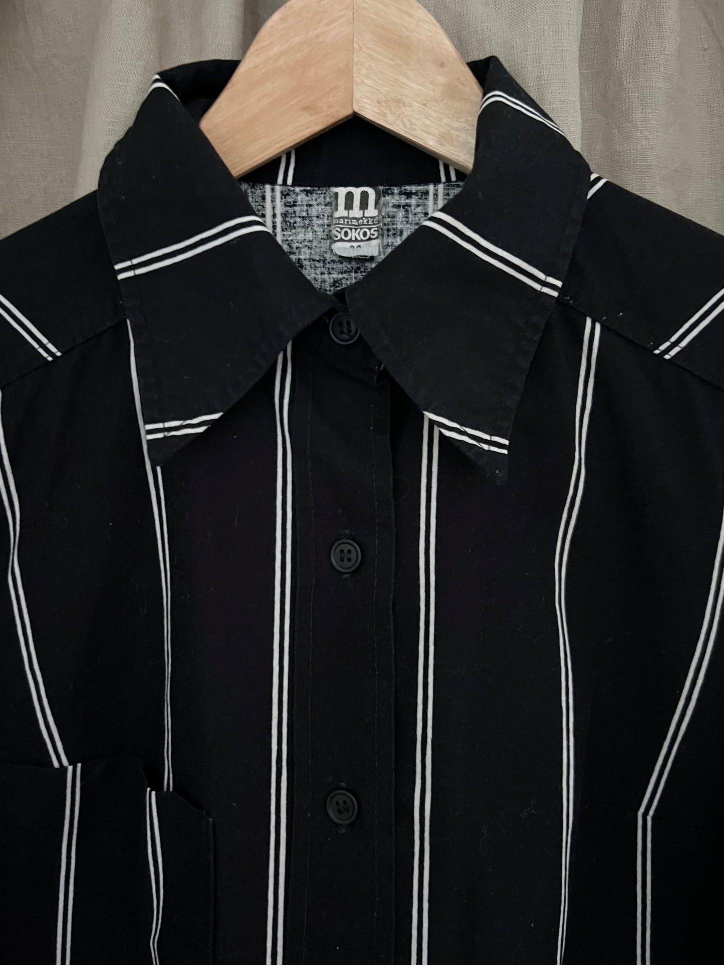 Preloved Marimekko Jokapoika - puuvillapaita, musta/valkoinen, koko 38 Siloa Secondhand – huollettu ja kuntotarkastettu