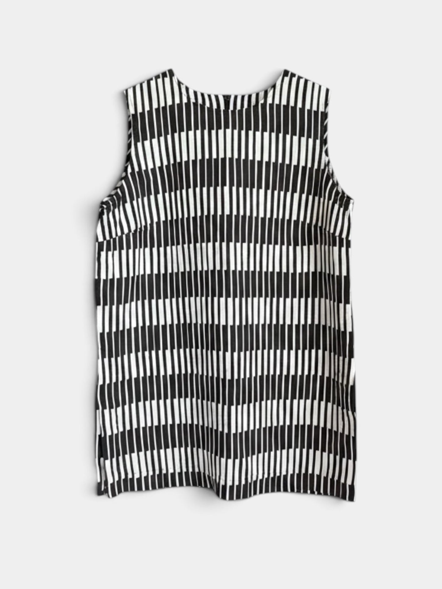 Preloved Marimekko pellavatunika, musta-valkoinen, M Siloa Secondhand – huollettu ja kuntotarkastettu