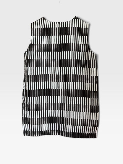 Preloved Marimekko pellavatunika, musta-valkoinen, M Siloa Secondhand – huollettu ja kuntotarkastettu