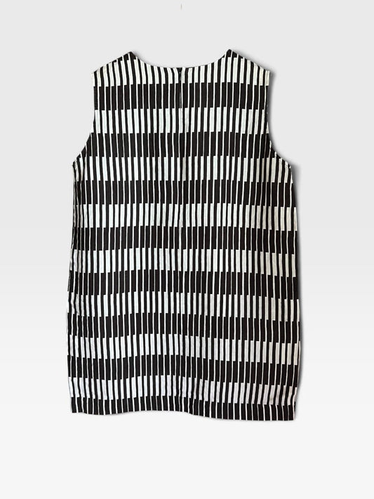Preloved Marimekko pellavatunika, musta-valkoinen, M Siloa Secondhand – huollettu ja kuntotarkastettu