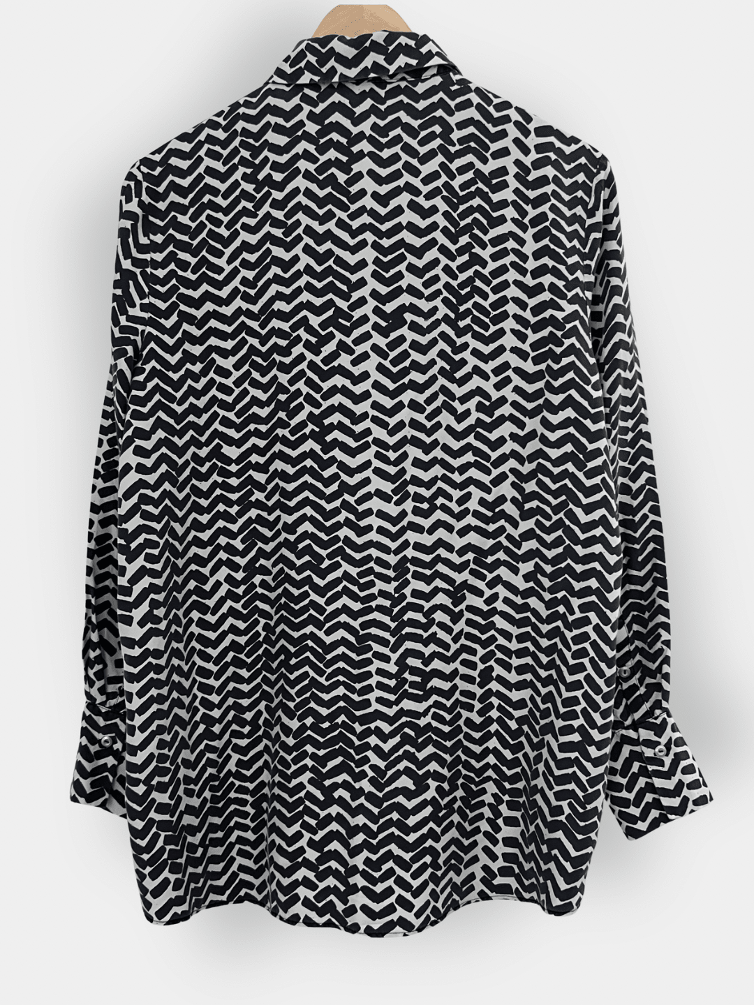 Preloved Marimekko silkkipaita, luonnonvalkoinen/musta, S Siloa Secondhand – huollettu ja kuntotarkastettu