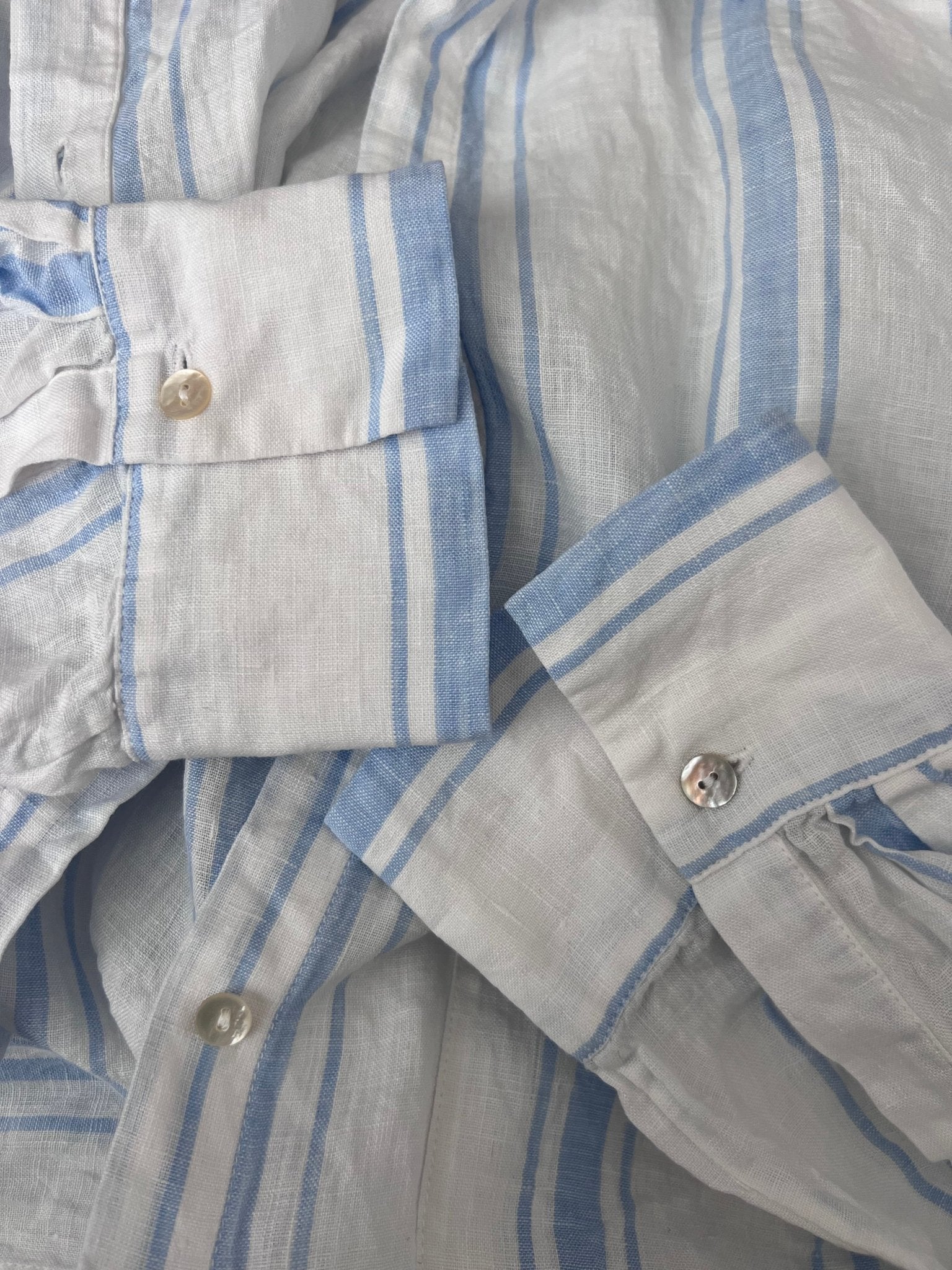Preloved Massimo Dutti pellavamekko, valkoinen - vaaleansininen, M/L Siloa Secondhand – huollettu ja kuntotarkastettu