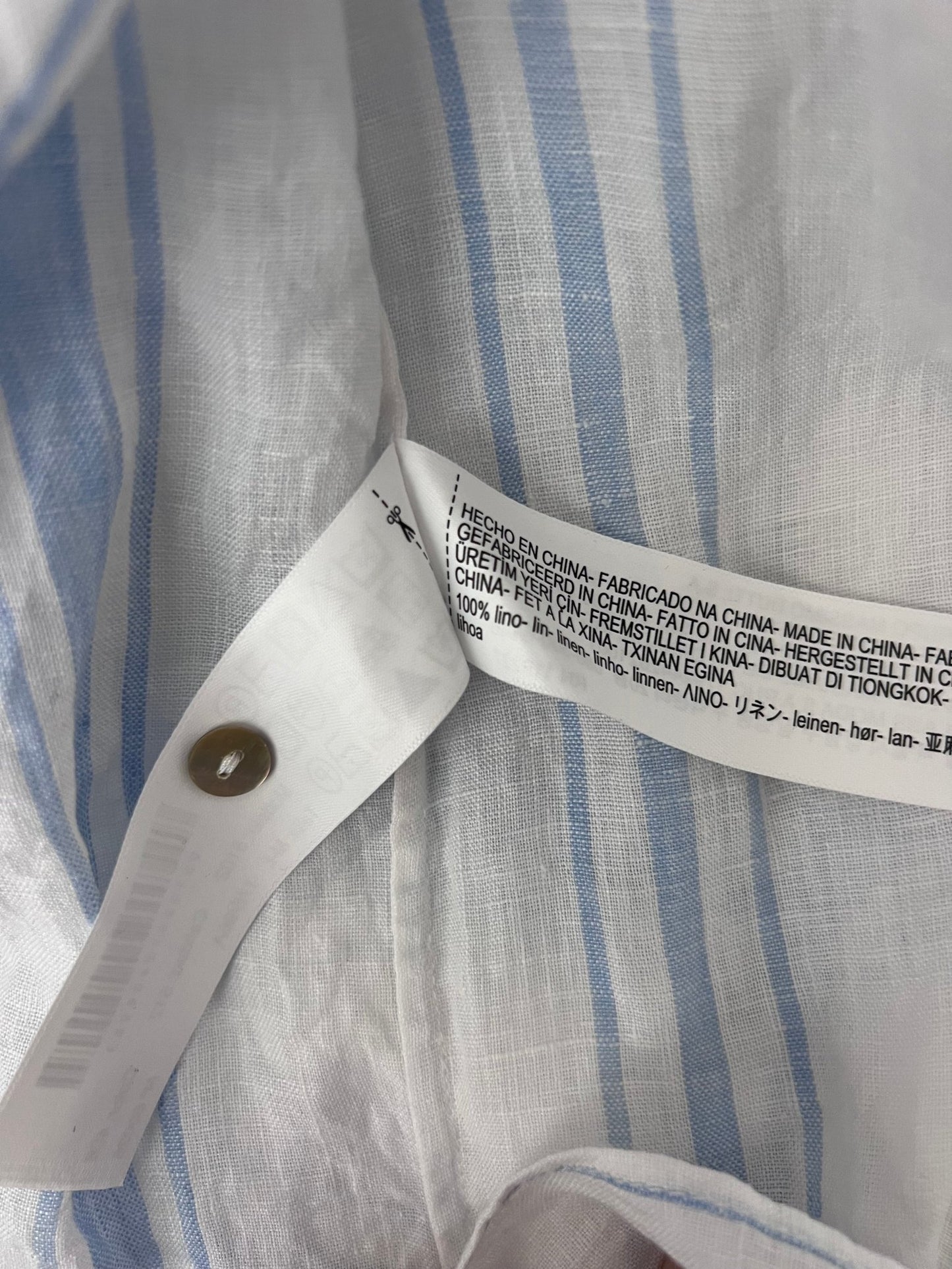 Preloved Massimo Dutti pellavamekko, valkoinen - vaaleansininen, M/L Siloa Secondhand – huollettu ja kuntotarkastettu