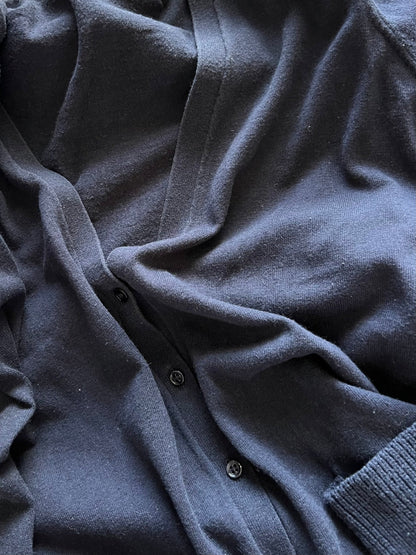 Preloved Massimo Dutti silkki - puuvilla - kashmir - neuletakki, tummansininen, koko L Siloa Secondhand – huollettu ja kuntotarkastettu