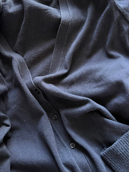 Preloved Massimo Dutti silkki - puuvilla - kashmir - neuletakki, tummansininen, koko L Siloa Secondhand – huollettu ja kuntotarkastettu