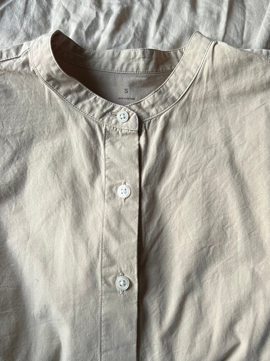 Preloved Muji 100 % puuvilla pusero, vaalea beige, koko S Siloa Secondhand – huollettu ja kuntotarkastettu