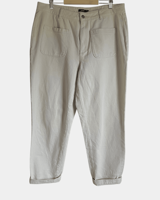 Preloved Nanso puuvillafarkut, luonnonvalkoinen, XL Siloa Secondhand – huollettu ja kuntotarkastettu