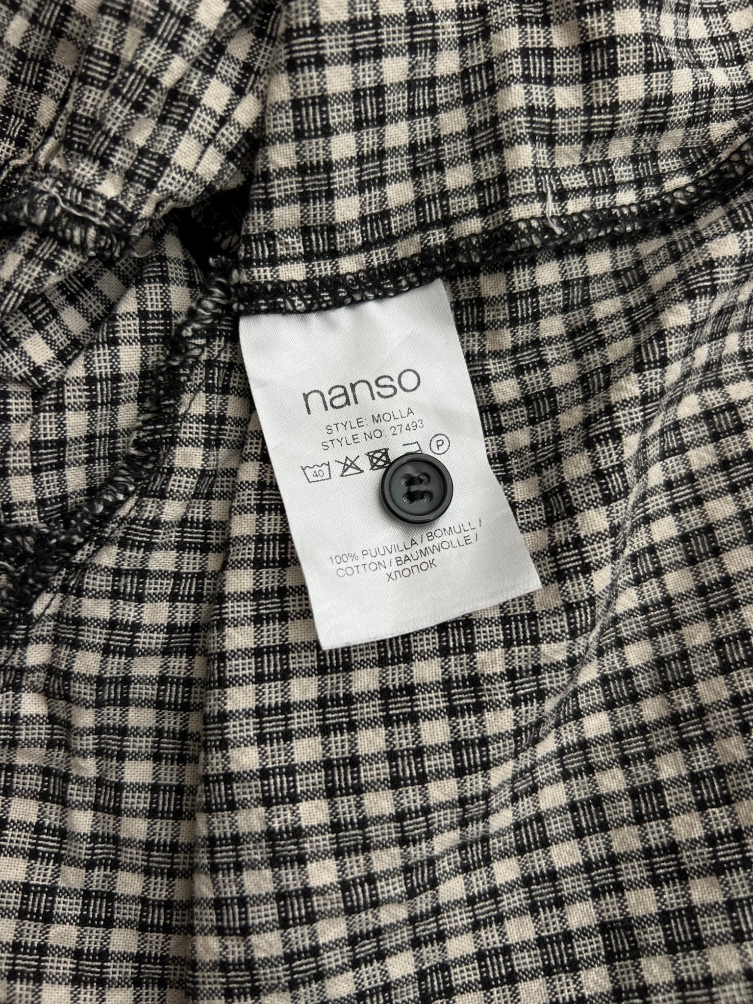 Preloved Nanso puuvillamekko musta/beige, L Siloa Secondhand – huollettu ja kuntotarkastettu