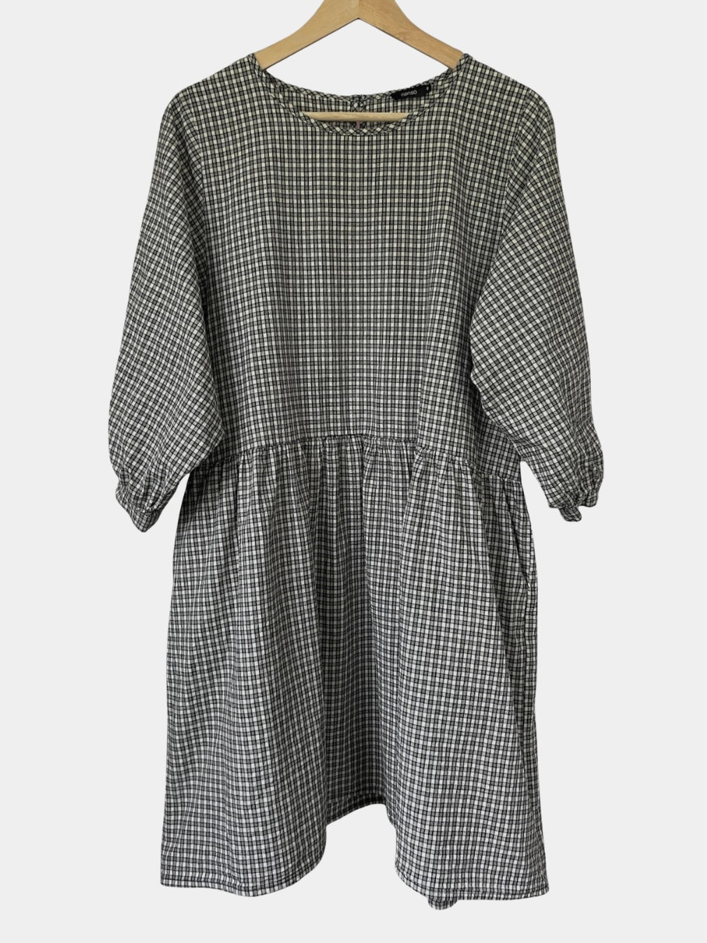 Preloved Nanso puuvillamekko musta/beige, L Siloa Secondhand – huollettu ja kuntotarkastettu
