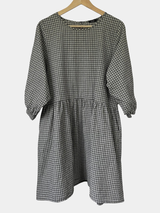 Preloved Nanso puuvillamekko musta/beige, L Siloa Secondhand – huollettu ja kuntotarkastettu