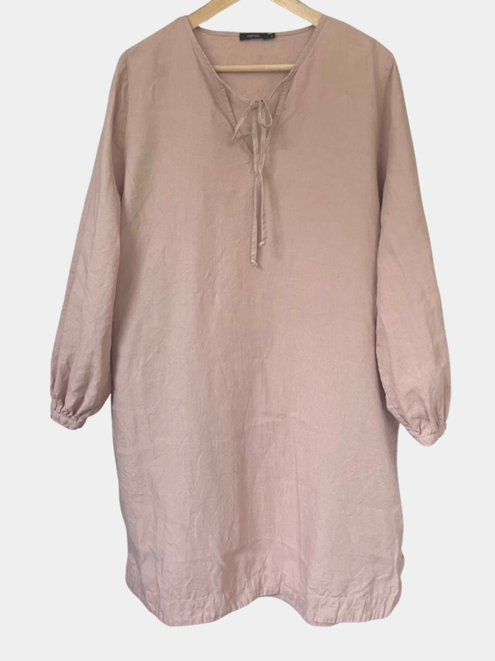 Preloved Nanso Sarastus pellavamekko, roosa, L Siloa Secondhand – huollettu ja kuntotarkastettu