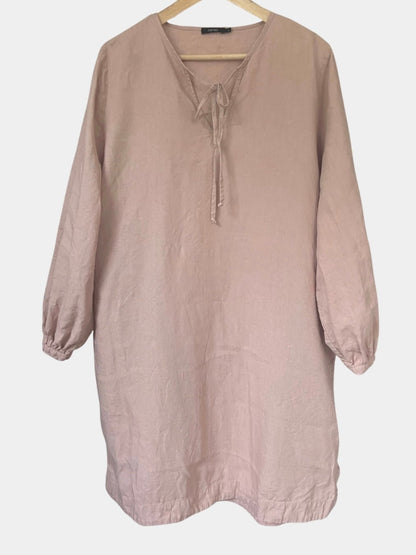 Preloved Nanso Sarastus pellavamekko, roosa, L Siloa Secondhand – huollettu ja kuntotarkastettu