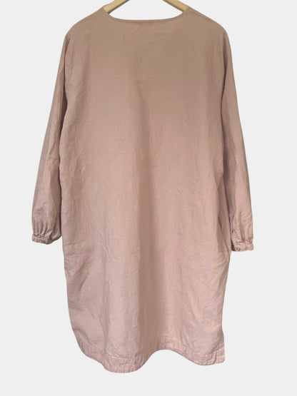 Preloved Nanso Sarastus pellavamekko, roosa, L Siloa Secondhand – huollettu ja kuntotarkastettu