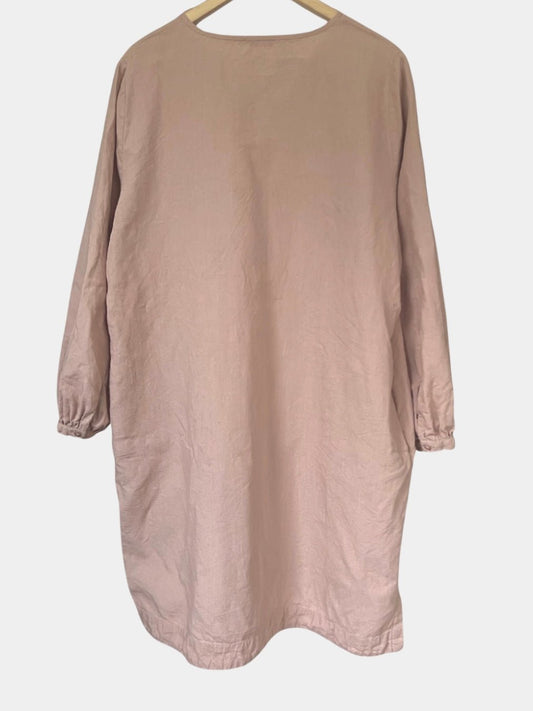 Preloved Nanso Sarastus pellavamekko, roosa, L Siloa Secondhand – huollettu ja kuntotarkastettu