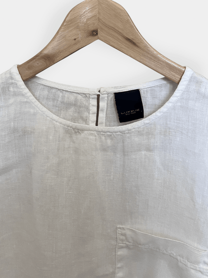 Preloved One Two pellava t-paita, valkoinen, M Siloa Secondhand – huollettu ja kuntotarkastettu