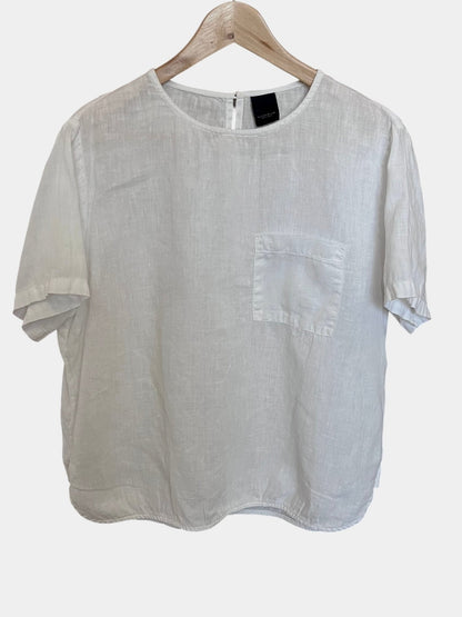 Preloved One Two pellava t - paita, valkoinen, M Siloa Secondhand – huollettu ja kuntotarkastettu
