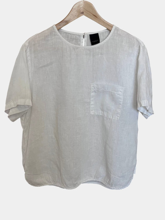 Preloved One Two pellava t - paita, valkoinen, M Siloa Secondhand – huollettu ja kuntotarkastettu