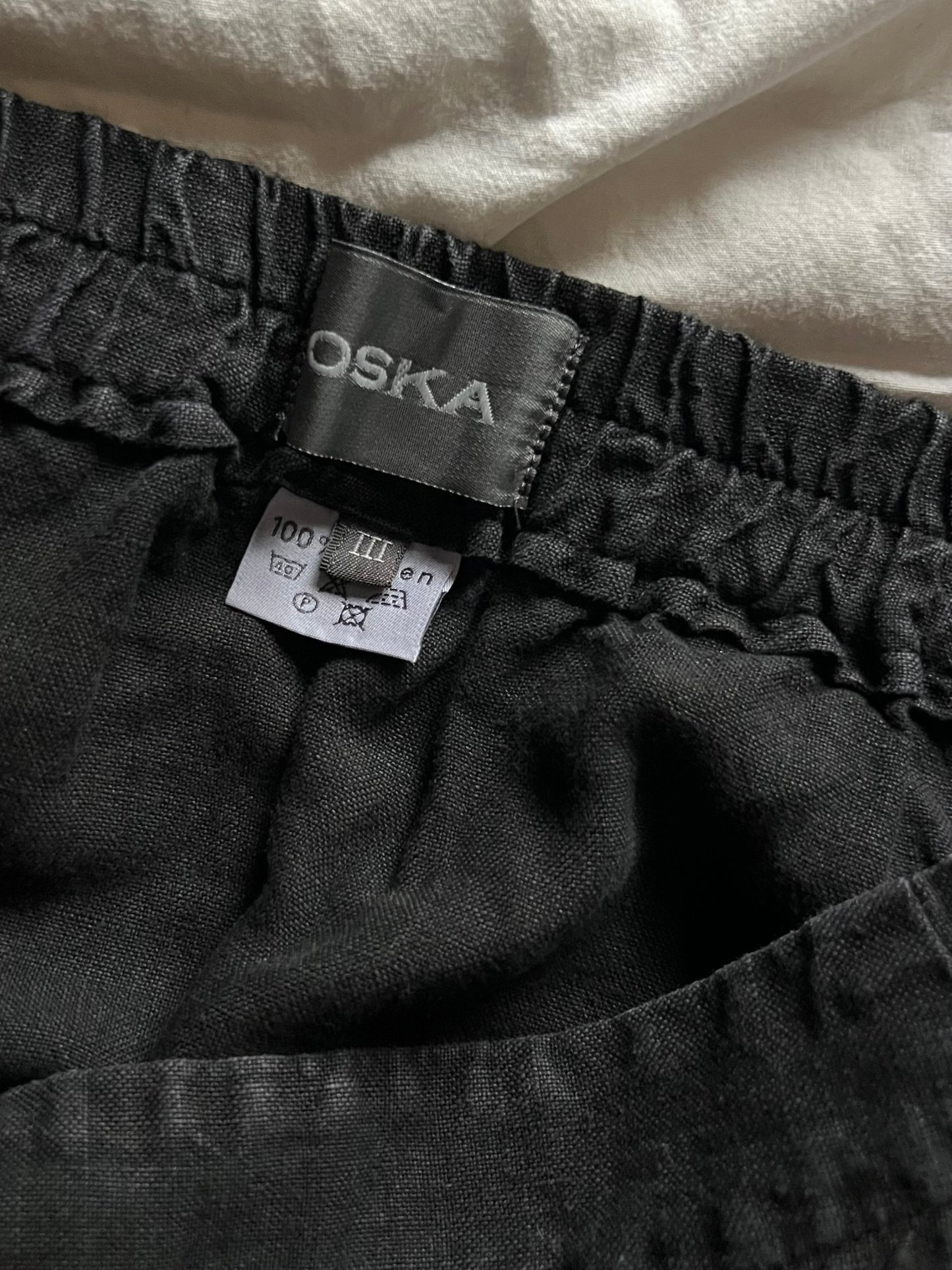 Preloved OSKA 100% pellava hame, tummanharmaa, koko XL Siloa Secondhand – huollettu ja kuntotarkastettu