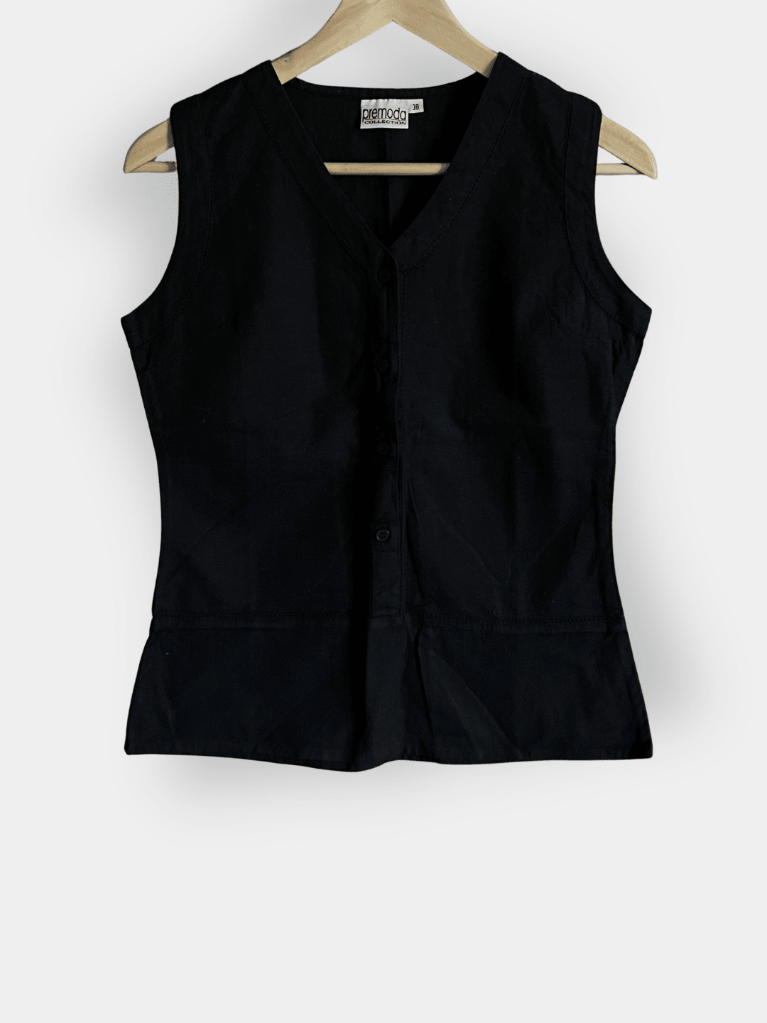 Preloved Premoda pellava/puuvilla toppi, musta, koko 38/M Siloa Secondhand – huollettu ja kuntotarkastettu