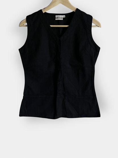 Preloved Premoda pellava/puuvilla toppi, musta, koko 38/M Siloa Secondhand – huollettu ja kuntotarkastettu