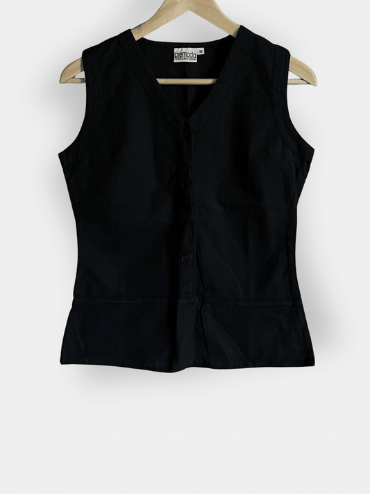 Preloved Premoda pellava/puuvilla toppi, musta, koko 38/M Siloa Secondhand – huollettu ja kuntotarkastettu