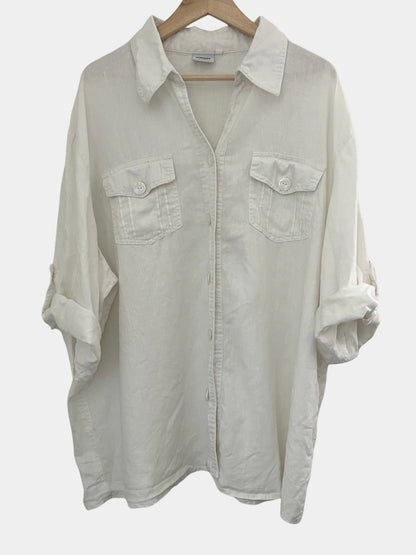Preloved Summer Of Europe pellavatakki, valkoinen, XL Siloa Secondhand – huollettu ja kuntotarkastettu