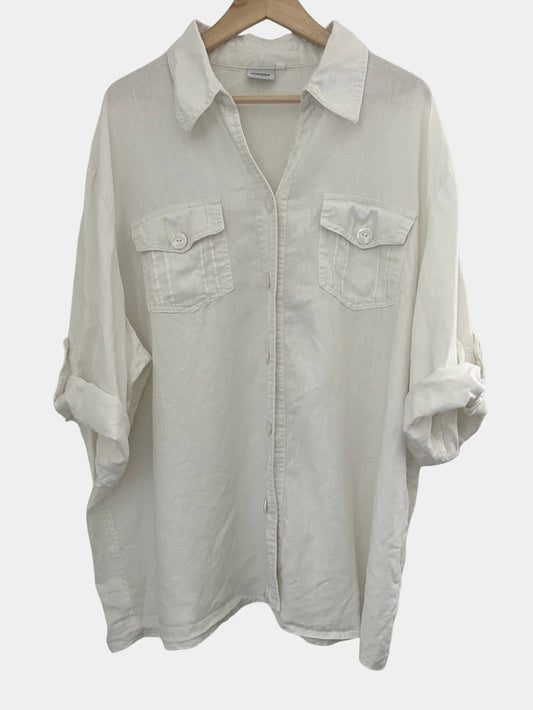 Preloved Summer Of Europe pellavatakki, valkoinen, XL Siloa Secondhand – huollettu ja kuntotarkastettu