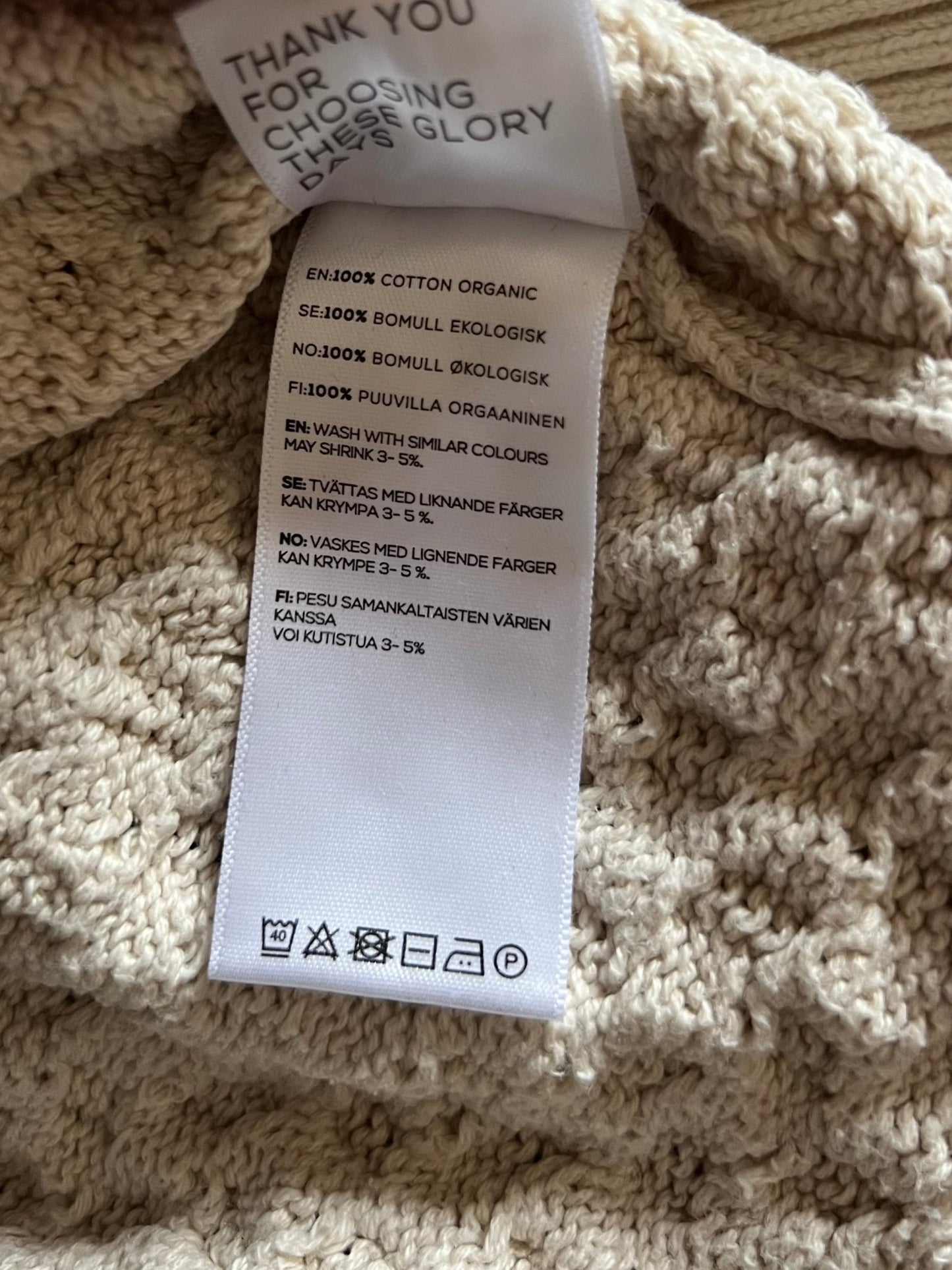Preloved These Glory Days 100% puuvilla pooloneule, beige, koko XXL Siloa Secondhand – huollettu ja kuntotarkastettu