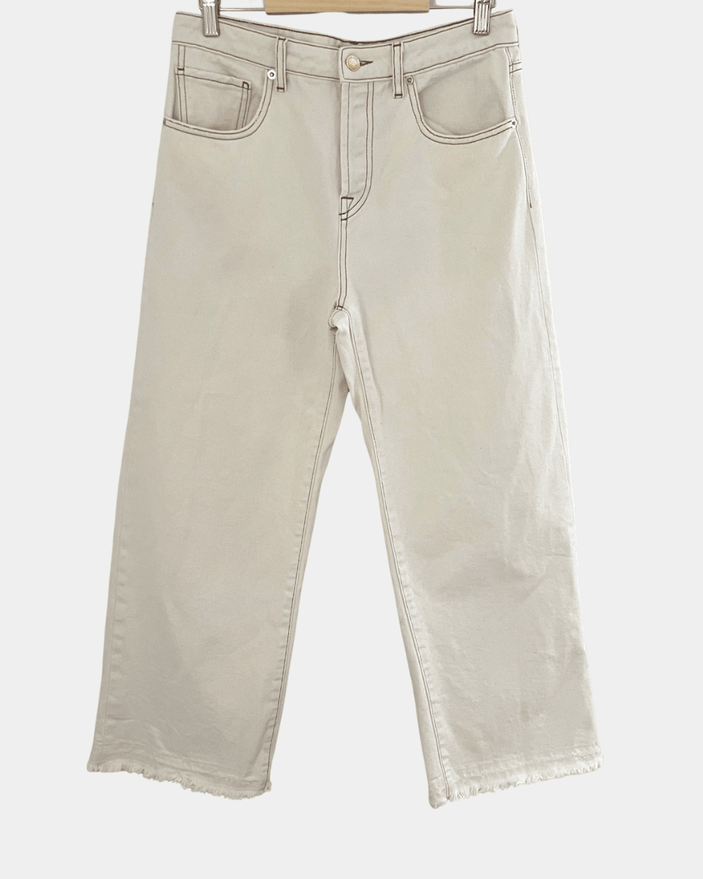Preloved True Nyc puuvillafarkut, luonnonvalkoinen, S Siloa Secondhand – huollettu ja kuntotarkastettu