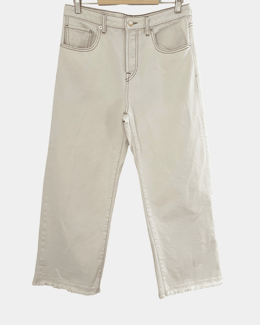 Preloved True Nyc puuvillafarkut, luonnonvalkoinen, S Siloa Secondhand – huollettu ja kuntotarkastettu