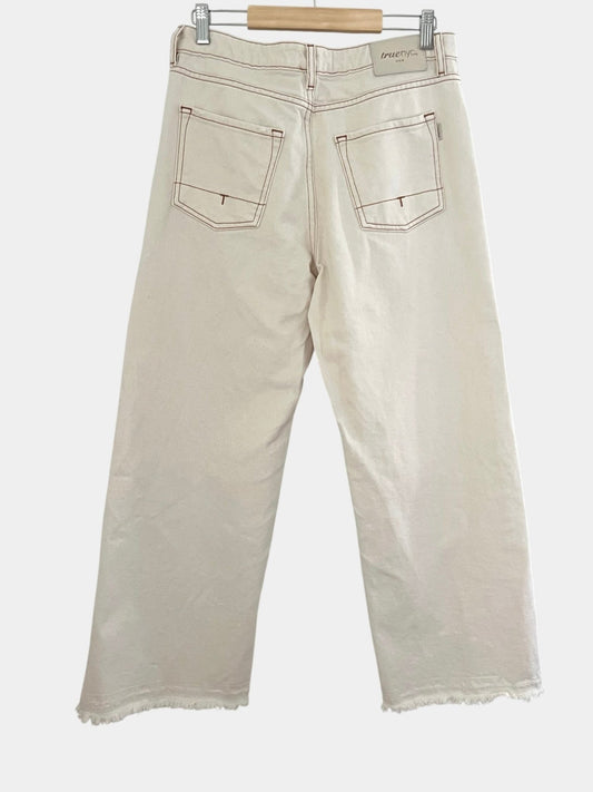 Preloved True Nyc puuvillafarkut, luonnonvalkoinen, S Siloa Secondhand – huollettu ja kuntotarkastettu