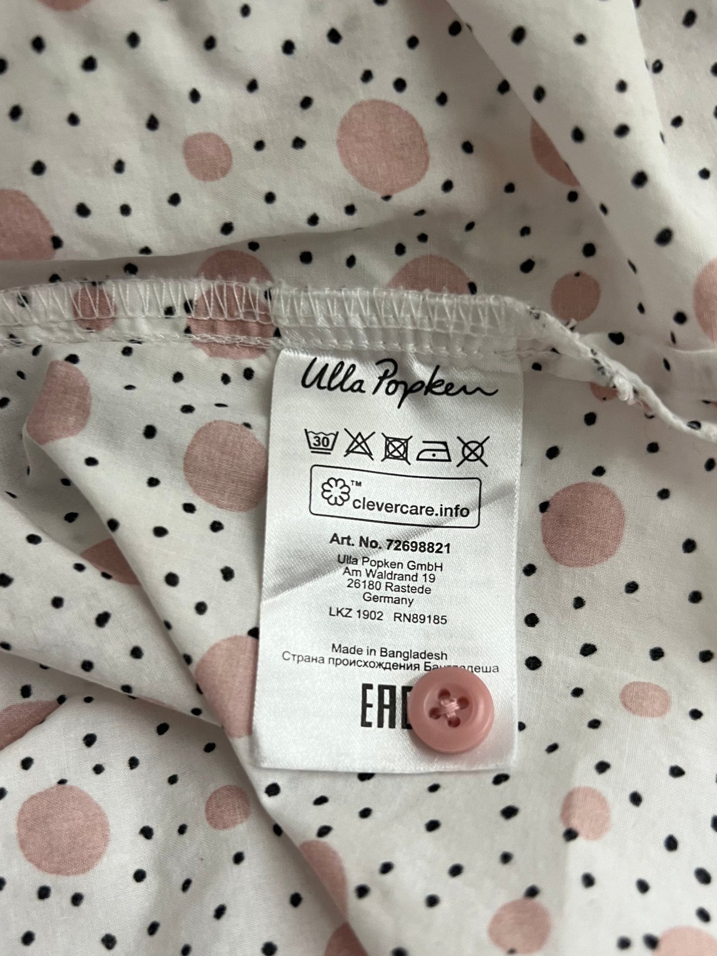 Preloved Ulla Popken puuvillapusero, valkoinen-vaaleanpunainen, XL Siloa Secondhand – huollettu ja kuntotarkastettu