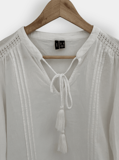 Preloved Vero Moda puuvillamekko, valkoinen, M Siloa Secondhand – huollettu ja kuntotarkastettu