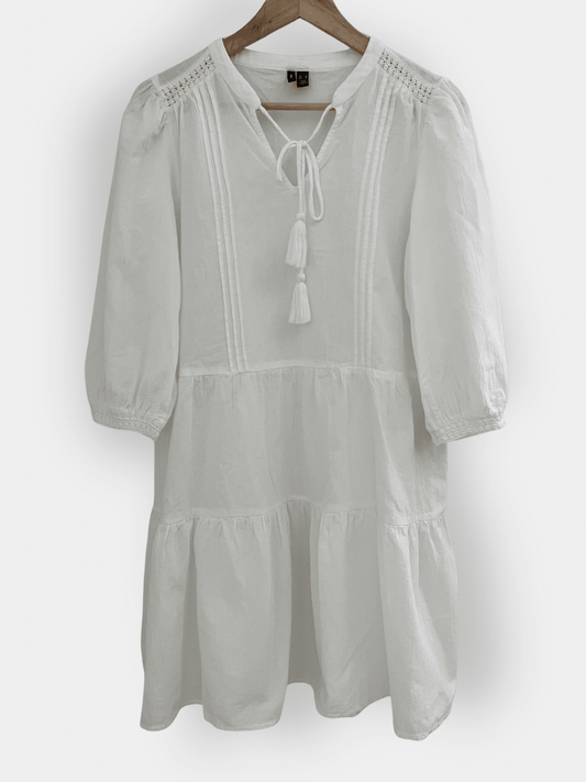 Preloved Vero Moda puuvillamekko, valkoinen, M Siloa Secondhand – huollettu ja kuntotarkastettu