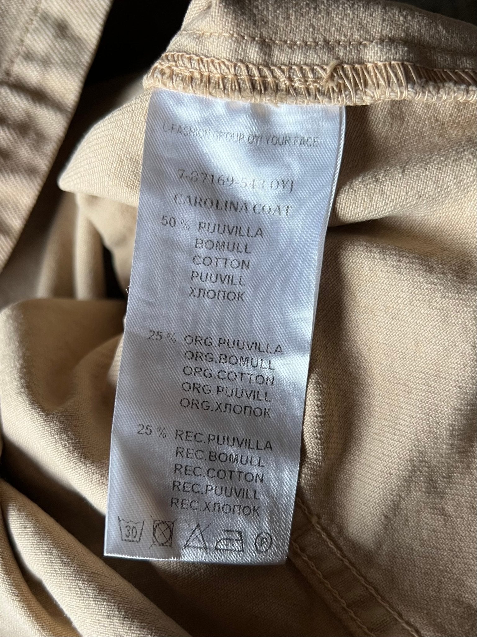 Preloved Your Face, 100 % puuvilla takki, beige, koko 34 Siloa Secondhand – huollettu ja kuntotarkastettu
