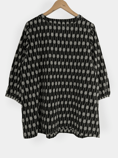 Preloved Zizzi puuvillapusero, musta/valkoinen, L Siloa Secondhand – huollettu ja kuntotarkastettu