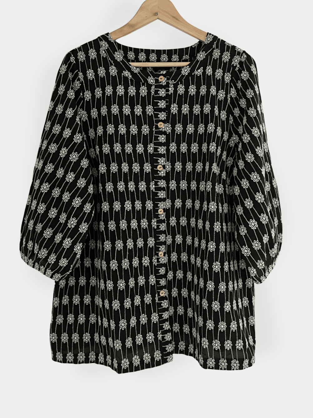 Preloved Zizzi puuvillapusero, musta/valkoinen, L Siloa Secondhand – huollettu ja kuntotarkastettu